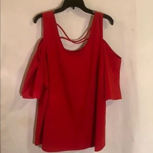 Red Hot Cold Shoulder Blouse